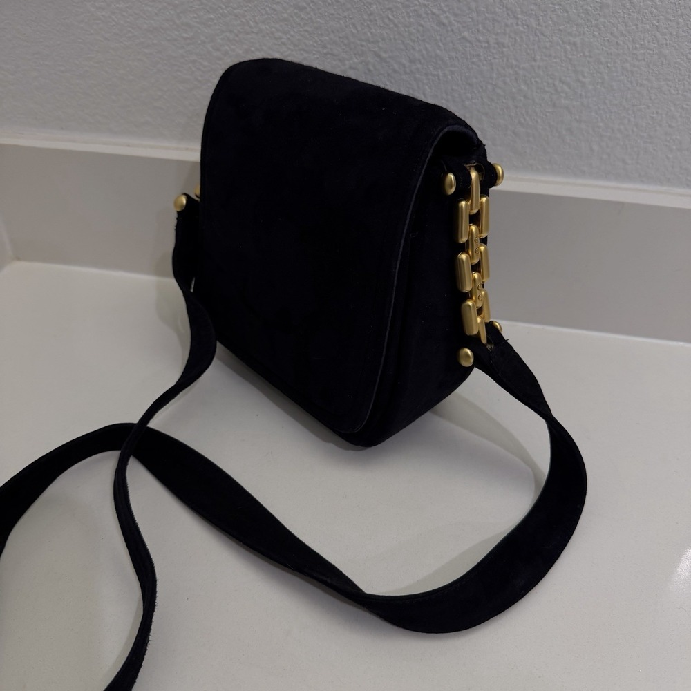 Vintage 90s Frenchy of California Suede Leather Crossbody Bag Flap Closure Small